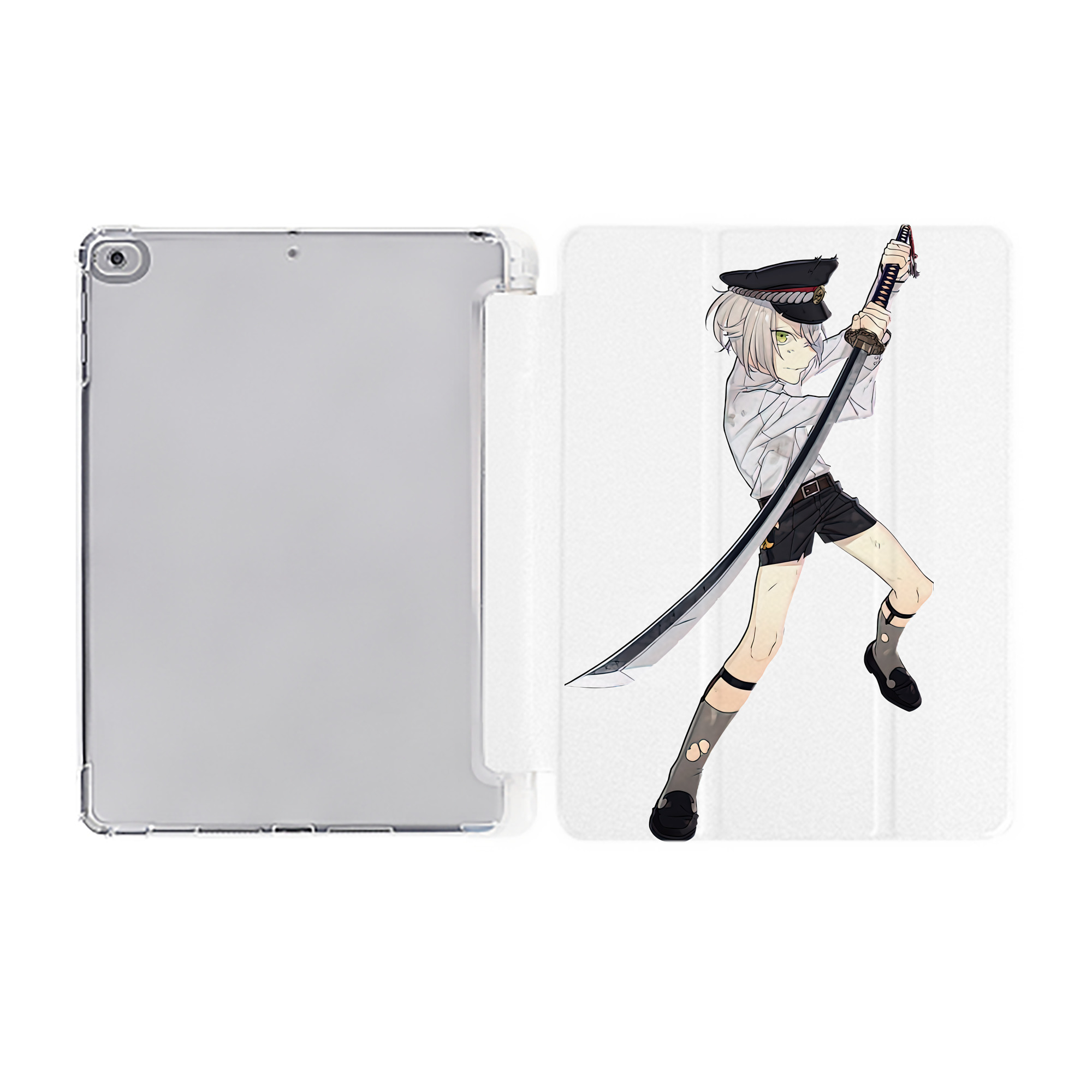 （画像用） 刀剣乱舞 Touken Ranbu IPad ケース ペン収納付き 三つ折りスタンド PUレザー×シリコン 対応機種9.5/10.5/10.9インチ